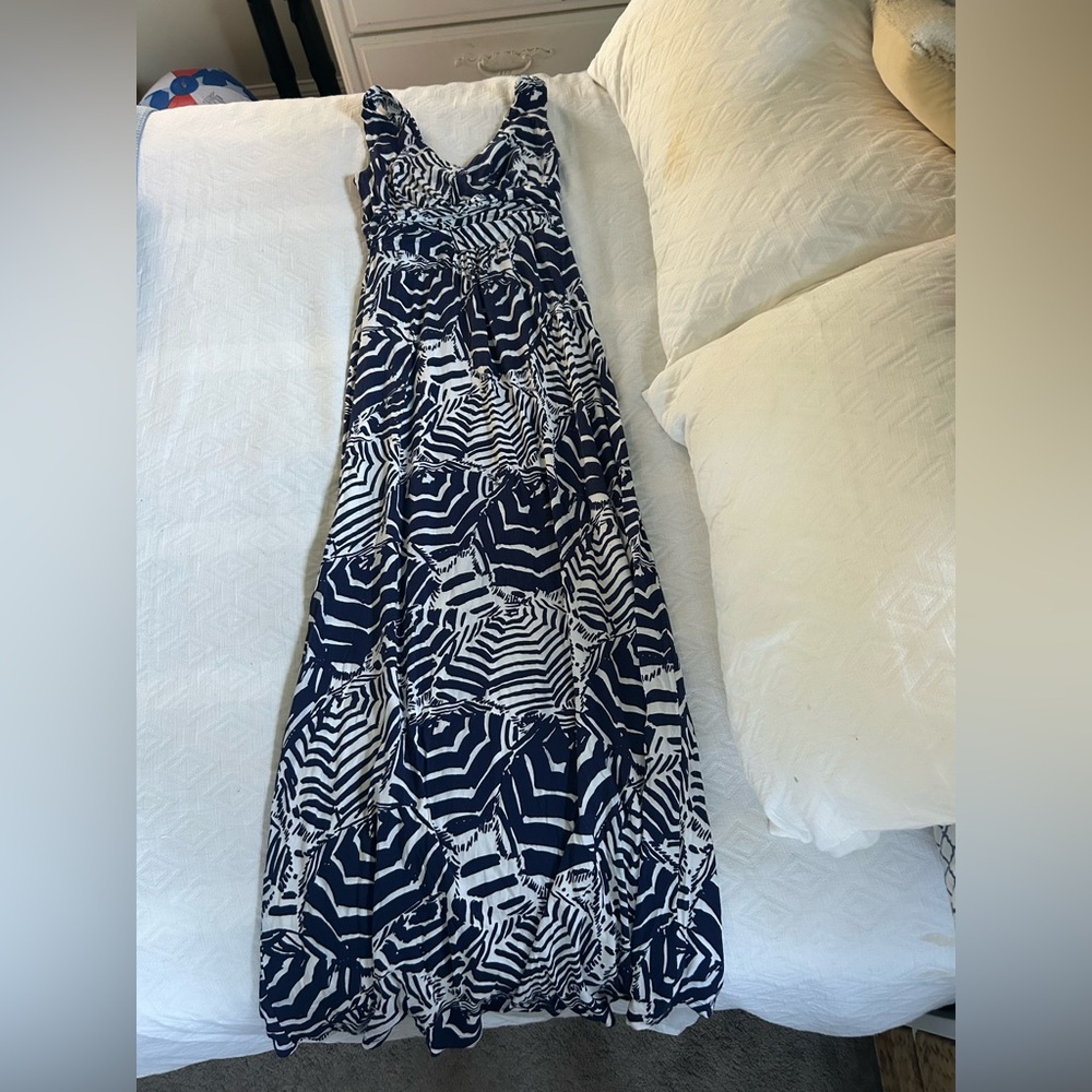 Elegant Navy/White Lilly Pulitzer Maxi Dress